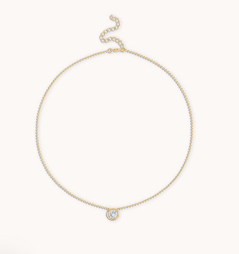 2mm Crystal Gold Ball Chain Necklace